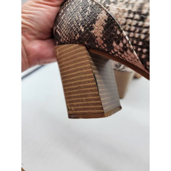 Pierre Dumas Snakeskin Chunky Heel Ankle Booties Boot Side Zip Square Toe Size 8 - Picture 7 of 11
